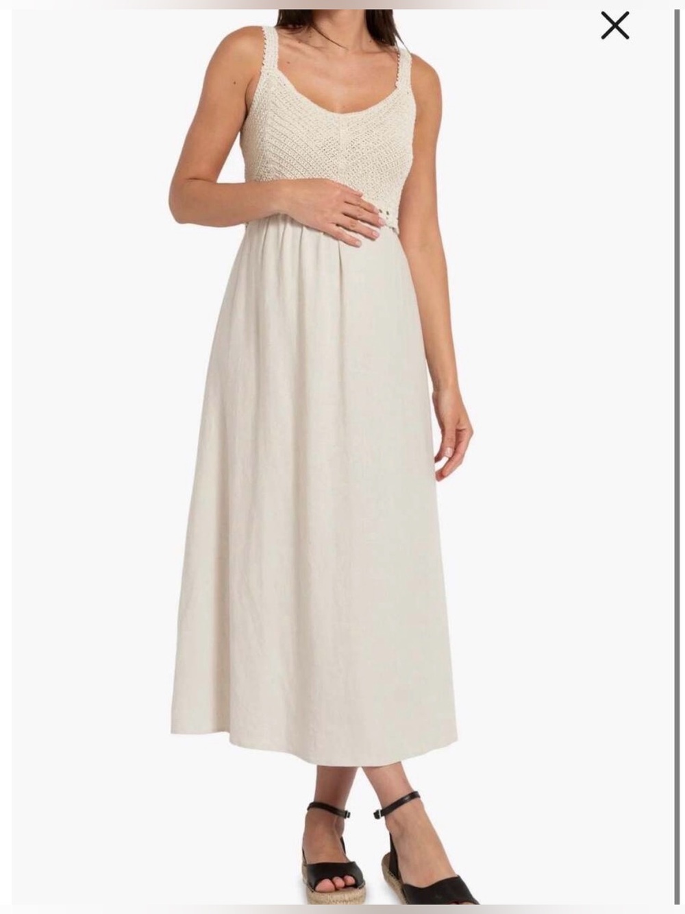 NEW Seraphine Reign Crochet Maternity Nursing Dress Size 10 Linen Blend Cream